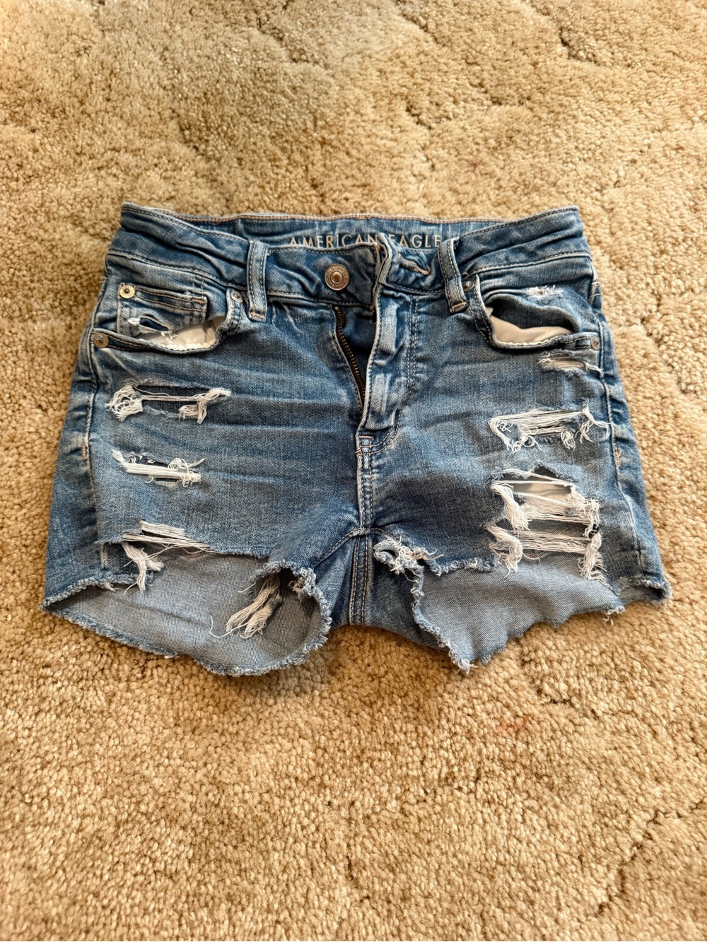 American Eagle Outfitters Ripped Light Blue Denim Shorts
